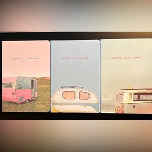 notebook trio—camper/van “ESCAPE…” “LIVE…” “…DARE” inspirational-80 pgs-NWT